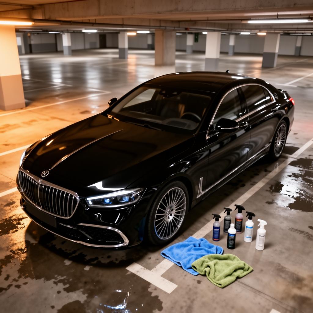 Detailer hand-washing a luxury car